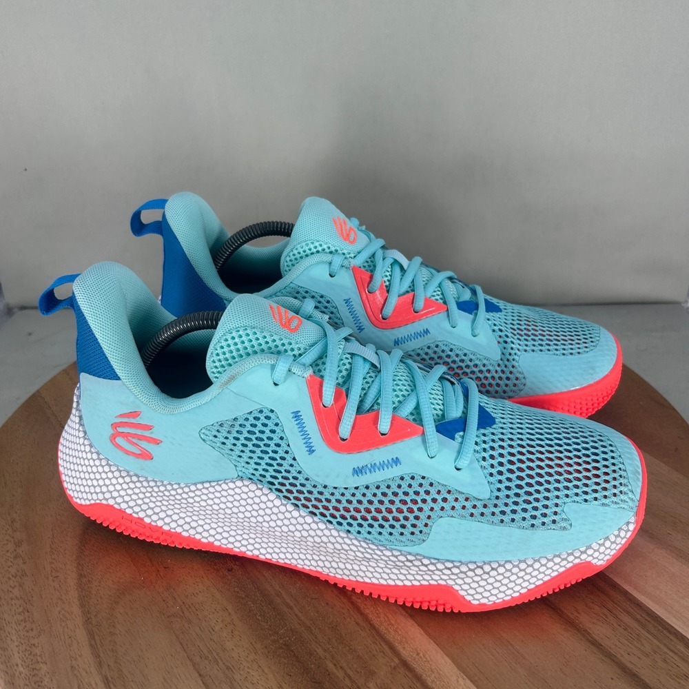 Under Armour Curry HOVR Splash 3 Basketball Shoes Blue Orange 3026899-300 Men 11